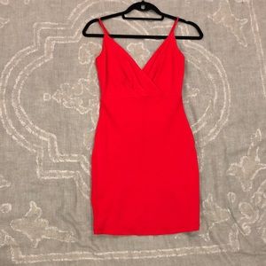 Lulu’s Hot Coral Form Fitting Thin Strap Dress
